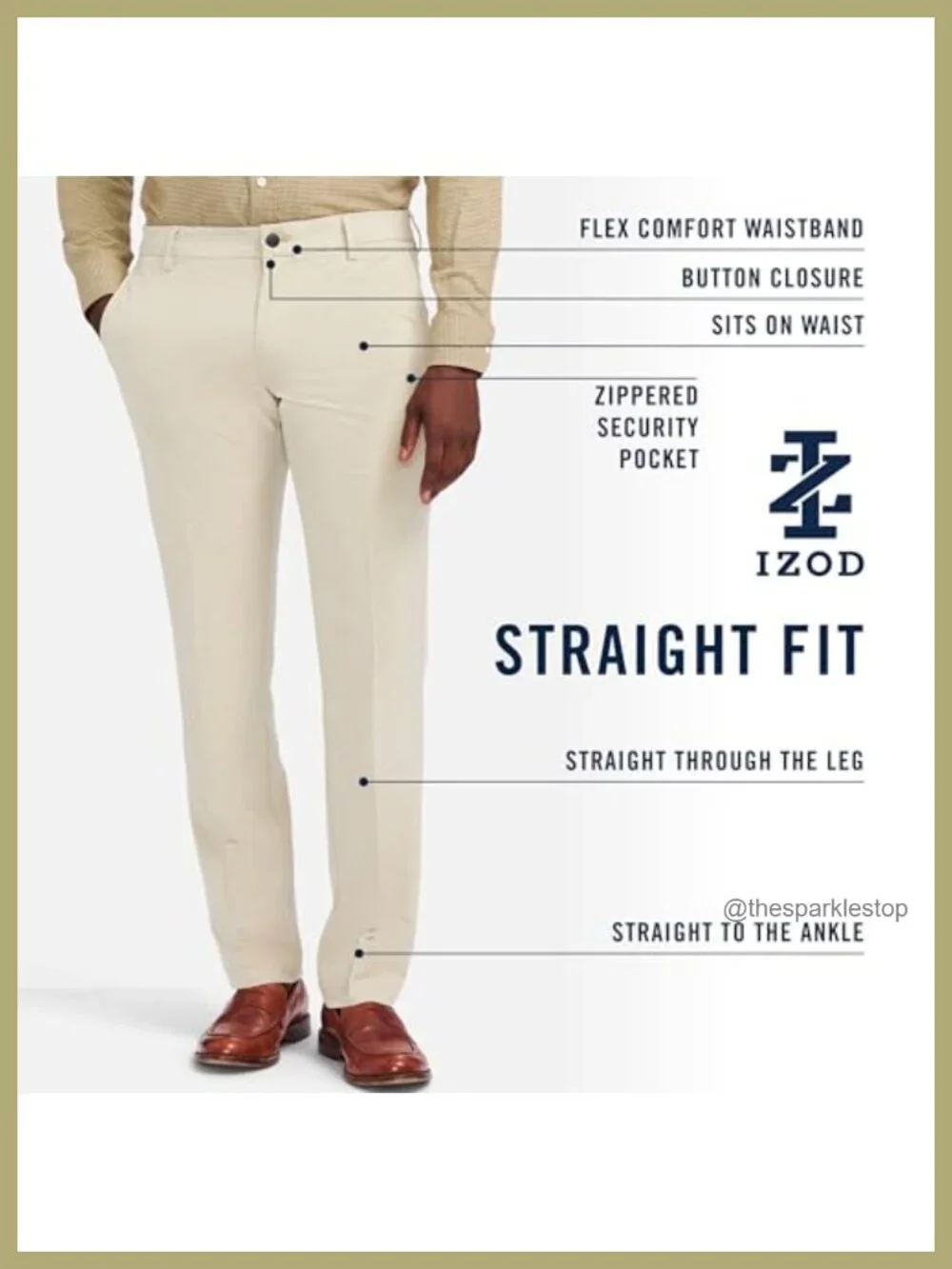Men's Stretch Straight Fit Flat Front Chino Pants, Quick Dry, Wicking, Travel